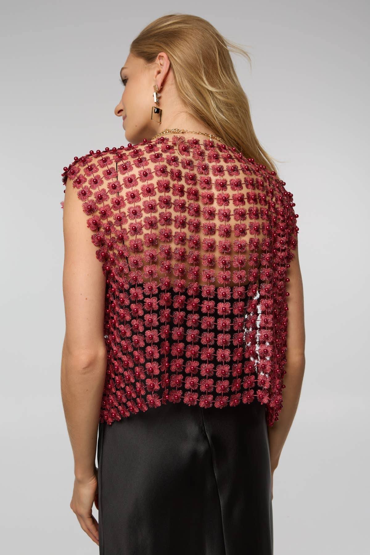 SAACHI - Wholesale Blouse - Women's - Floral Shell Pearl Capelet1