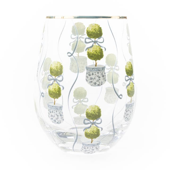 Stilkfri vinglas | Topiary-print for engroshandel hos Mary Square