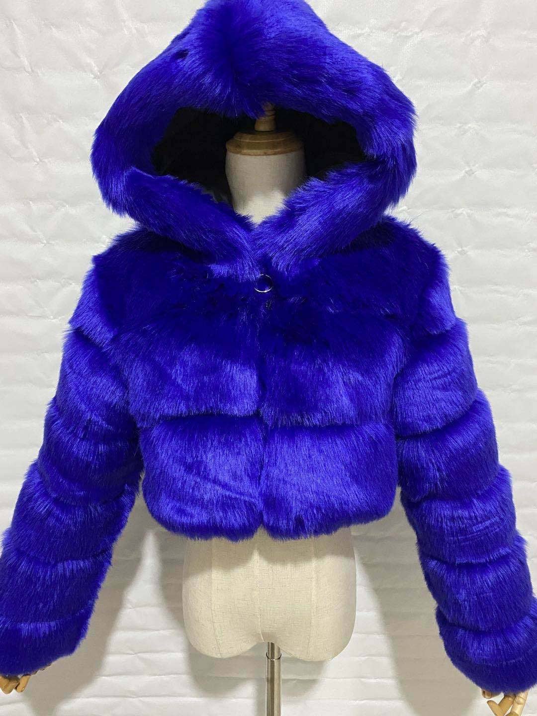 BLUE EVERY FASHION Luxury Faux Fur Puffer Jacket with Oversized Hood for wholesale on Faire1