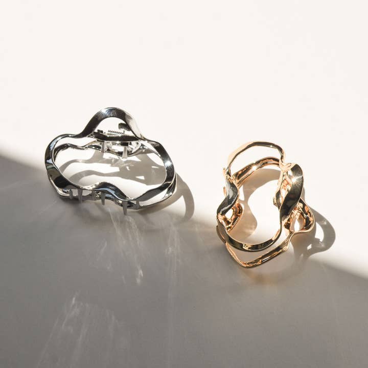 nar'sha - Wholesale Hair Clip - Women's - Wave Hair Claw Clip | Gold