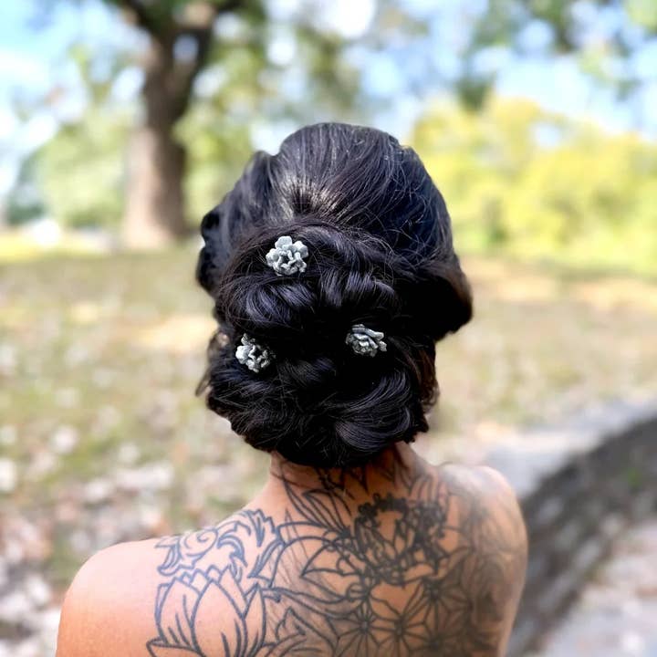 Floral Hair Pins | Handcrafted Updo Hair Accessories for wholesale by Aqua Essence Co