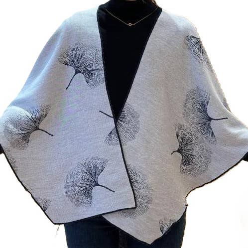 Winding River – Wrap - Mulher por atacado – Marinha / Branco Gingko Cachecol Reversível em Laço4