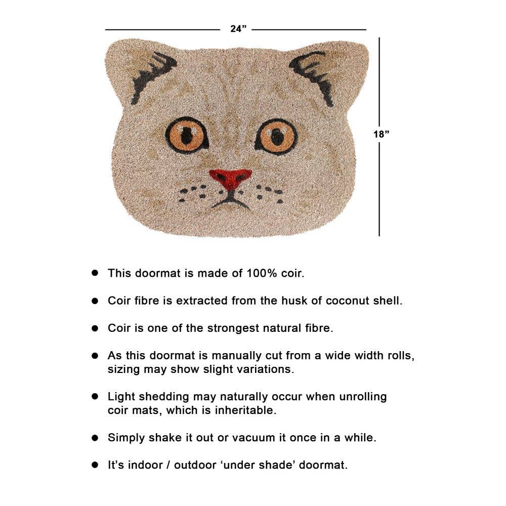 RugSmith - Wholesale Door Mat - RugSmith Natural Machine Tufted Cute Cat face, 18" x 24"2