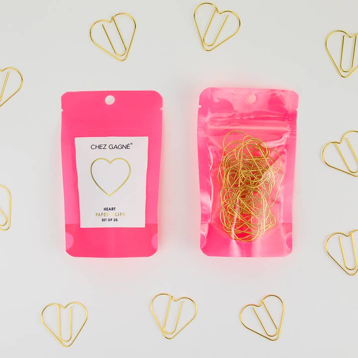 Chez Gagné - Wholesale Paperclip - Heart - Unique Gold Plated Paper Clips - Pack of 25 2