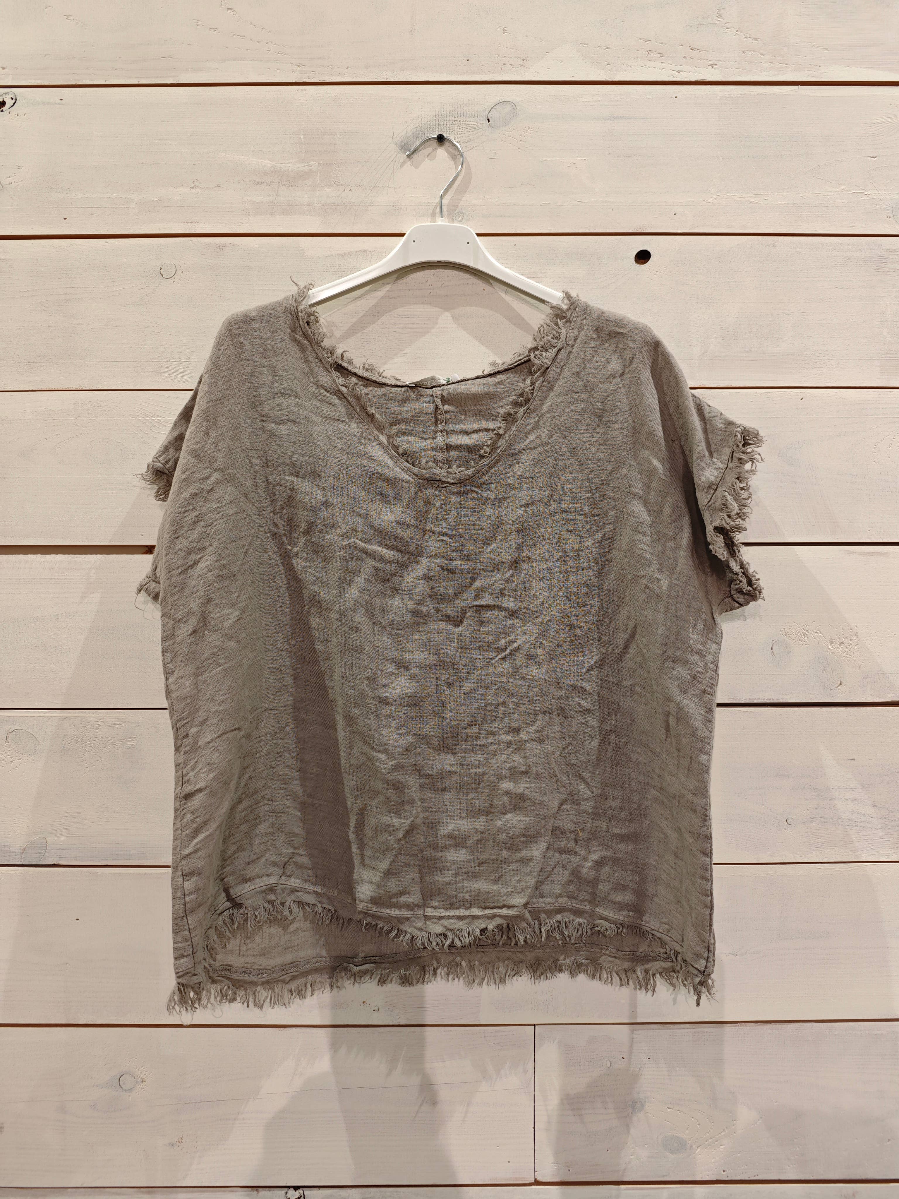 Linos y Textiles - Vendita all'ingrosso Camicetta - Donna - Blusa con frange in lino 100%5