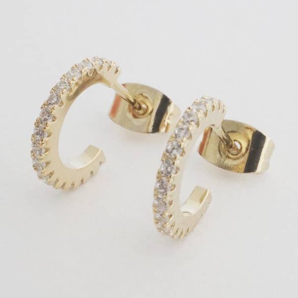 Crystal Huggie Hoops for wholesale by Honeycat Jewelry