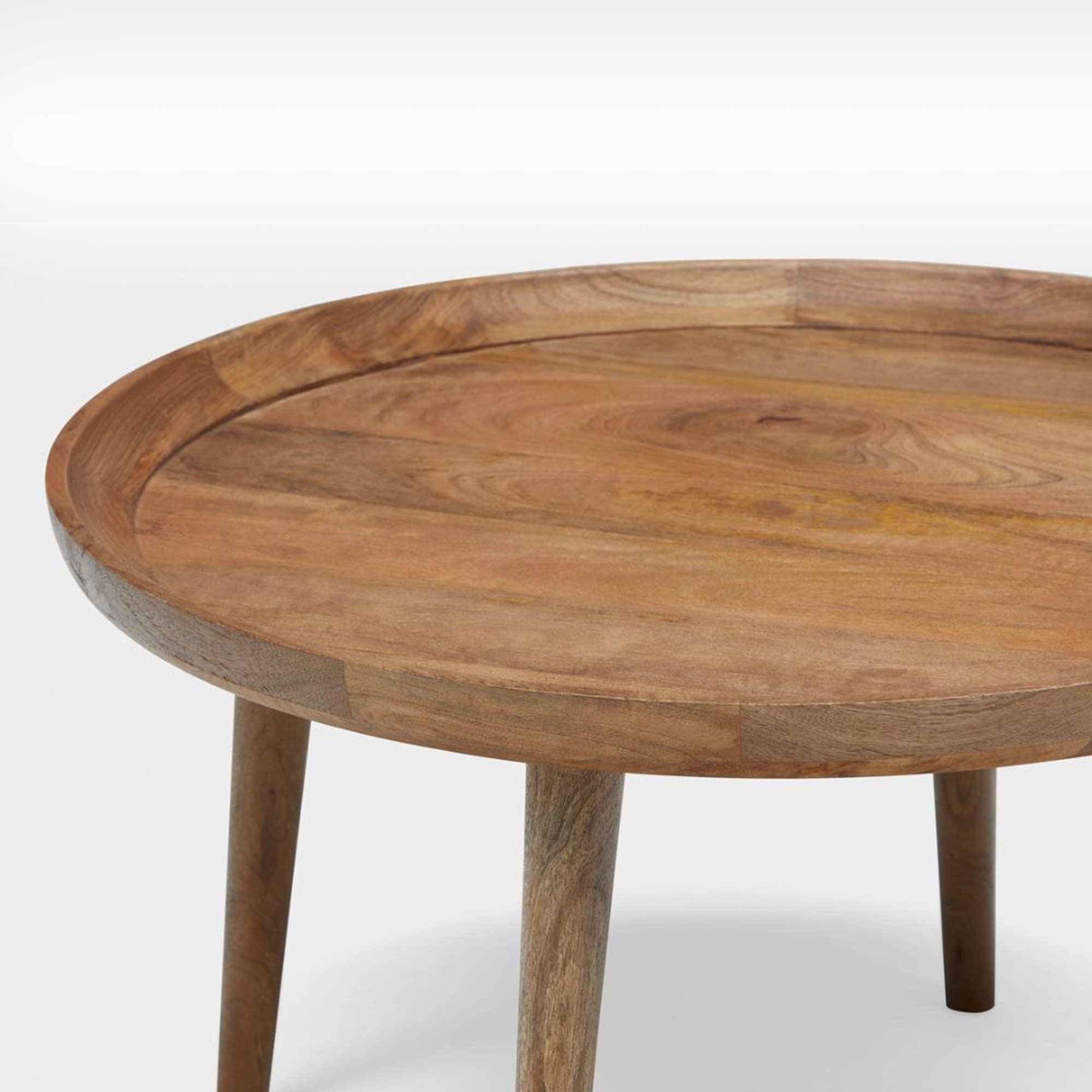 Heritage Lace - Wholesale Coffee Table - Natural Mango Wood 32" Round Tray Coffee Table With Lip2