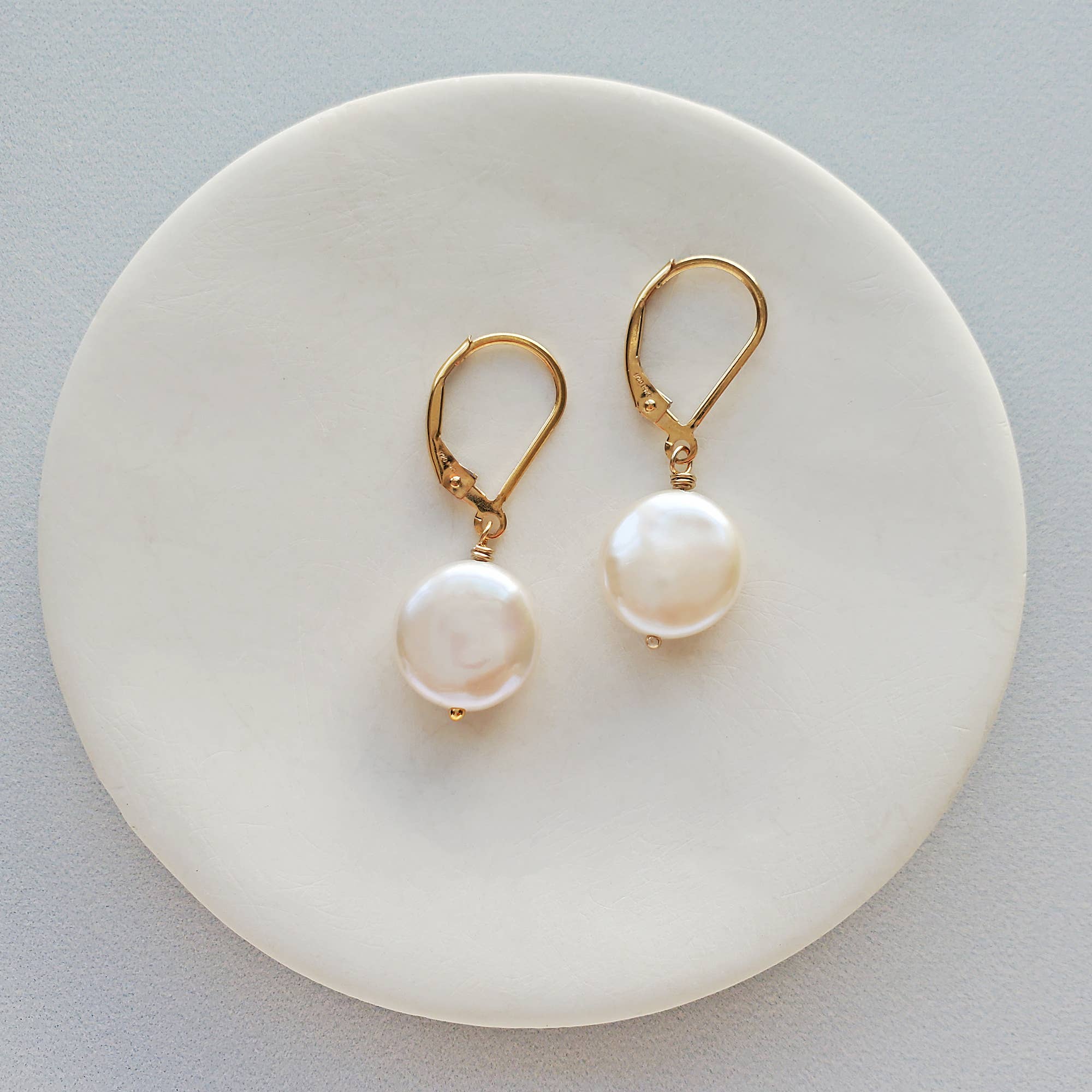 Carrie Whelan Designs - Wholesale Dangle Earrings - White Coin Pearl Earrings, 14kt Gold Fill, Sterling Silver1