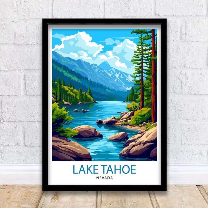 Lake Tahoe Californien Rejseplakat Lake Tahoe for engroshandel hos InkNPrintz