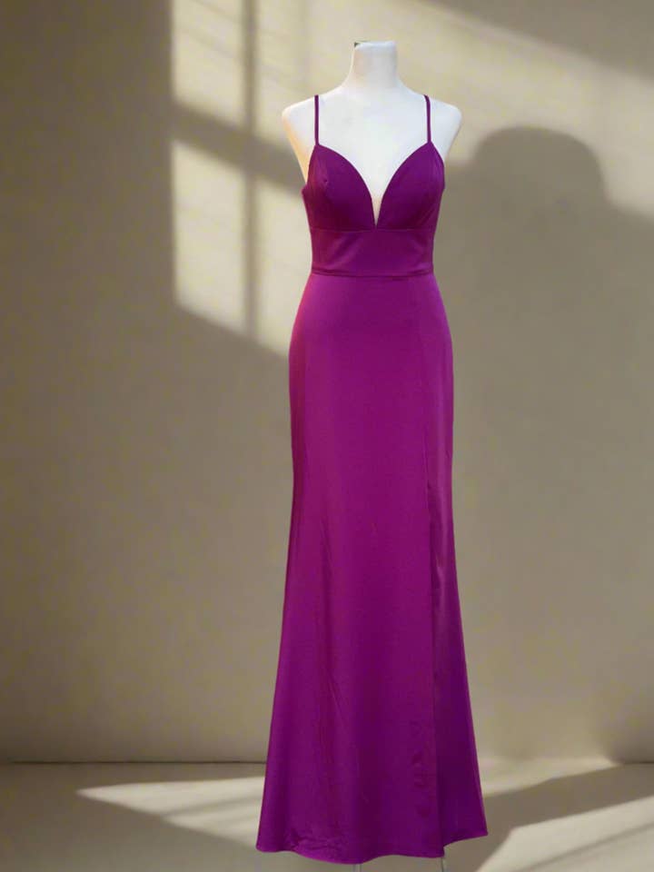 Deep Purple Raspberry Classic Straight Kjole for engroshandel hos Chic Mare