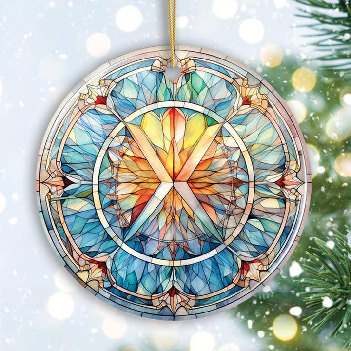 Ornamento in ceramica stile mandala in vetro colorato per la vendita all'ingrosso da parte di OrnamentallyYou