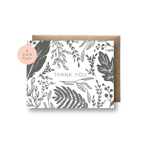 Set mit 8 Karten — Thank You Wild Forage für den Großhandel von Maija Rebecca Hand Drawn