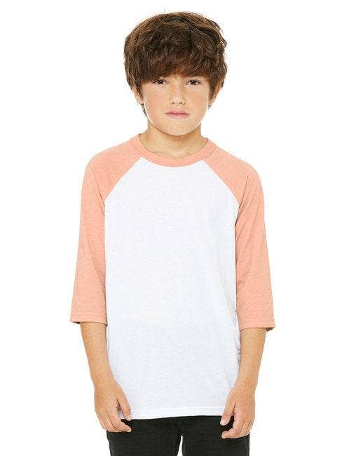 DressesMax - Wholesale T-Shirt - Kids - Bella + Canvas Youth 3/4-Sleeve Baseball T-Shirt 3200Y