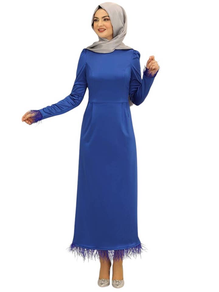 WENOR - Wholesale Dress - Women's - Satin dress women's evening dress simple Abiye Abaya modest fashion17