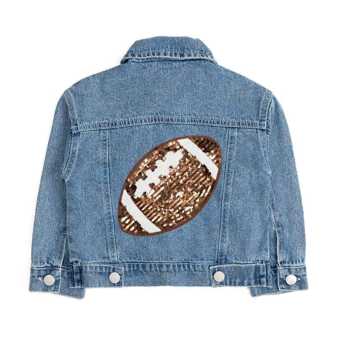Sweet Wink – Engroshandel Denimjakke – til børn – Spilledag Fodbold Paillet Patch Denimjakke - Pigetøj0