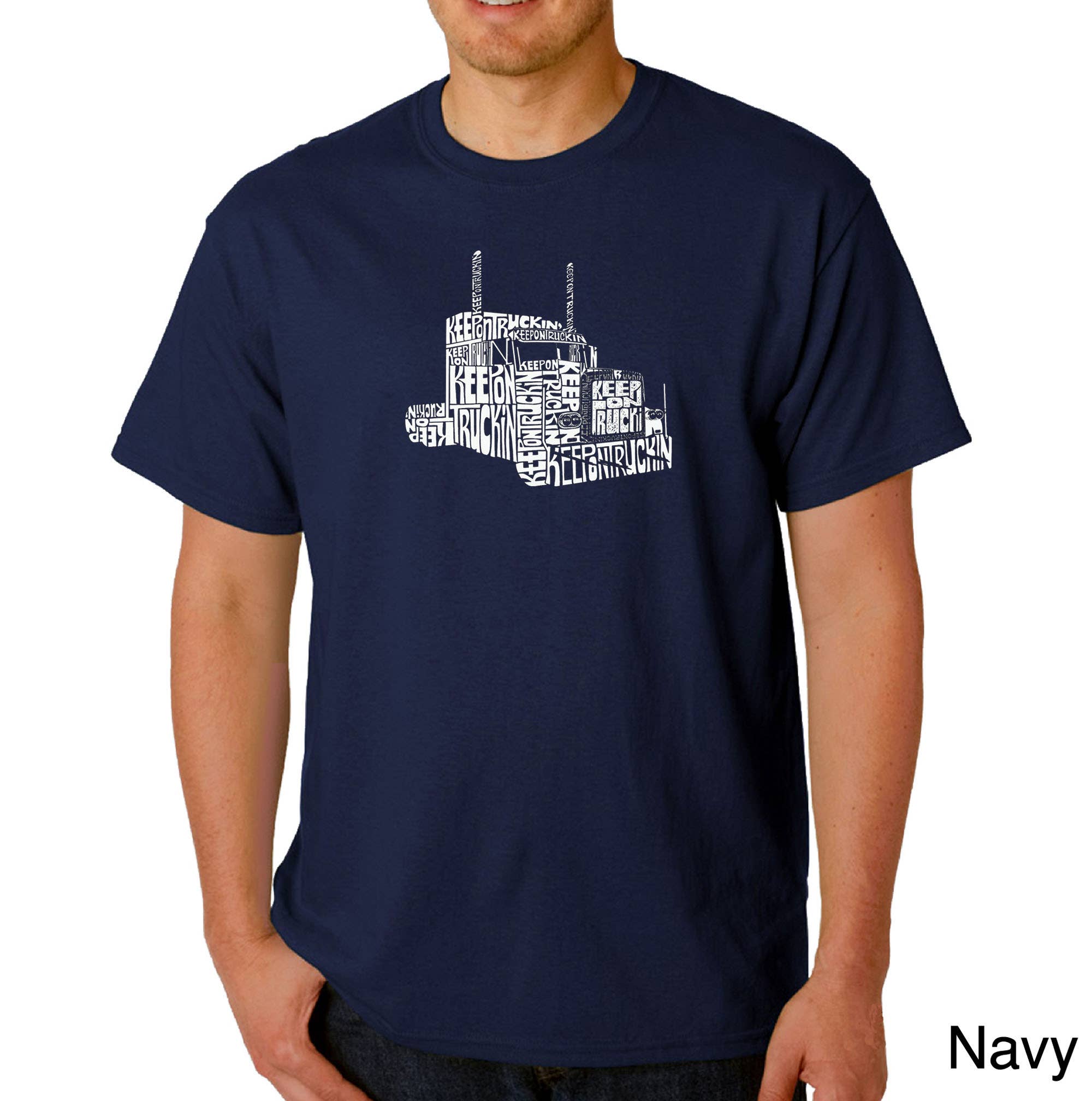 LA Pop Art - Wholesale Screen Printed T-Shirt - Men's - LA Pop Art Men's Word Art T-shirt - KEEP ON TRUCKIN'1