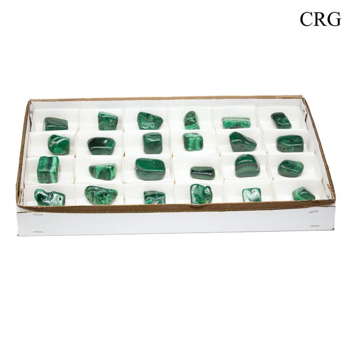 24 Piece Flat Malachite / 2" Avg for wholesale by Crystal River Gems LLC
