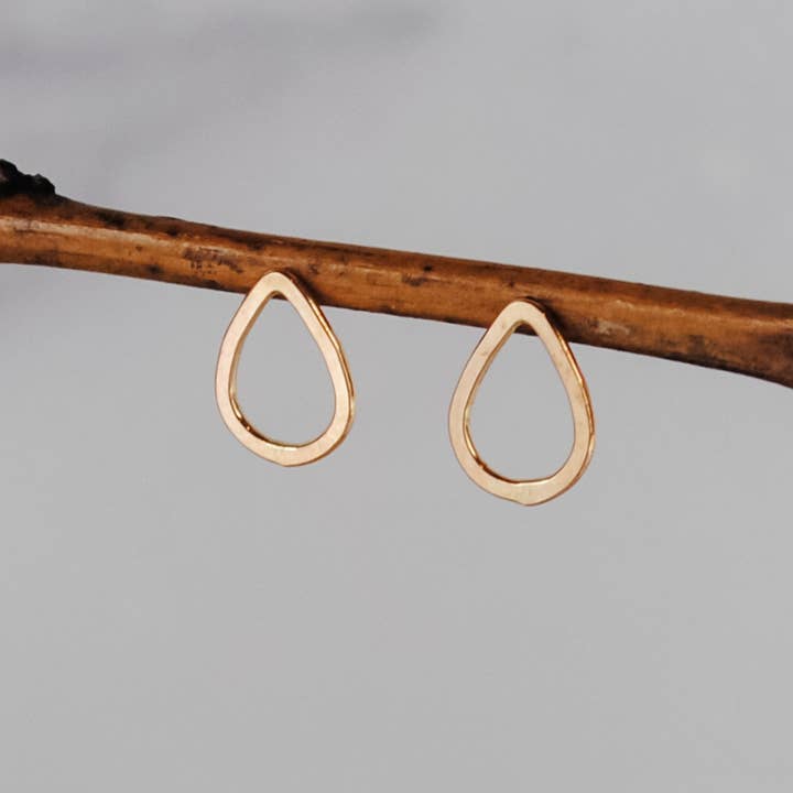 Small Teardrop Stud Earrings - gold-filled for wholesale by Cameron Kruse Designs