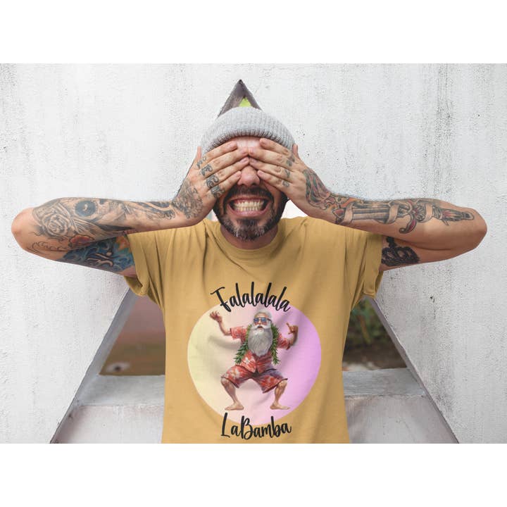 Falalalalala Bamba Summer Santa T-shirt for wholesale by Lottie & Lysh