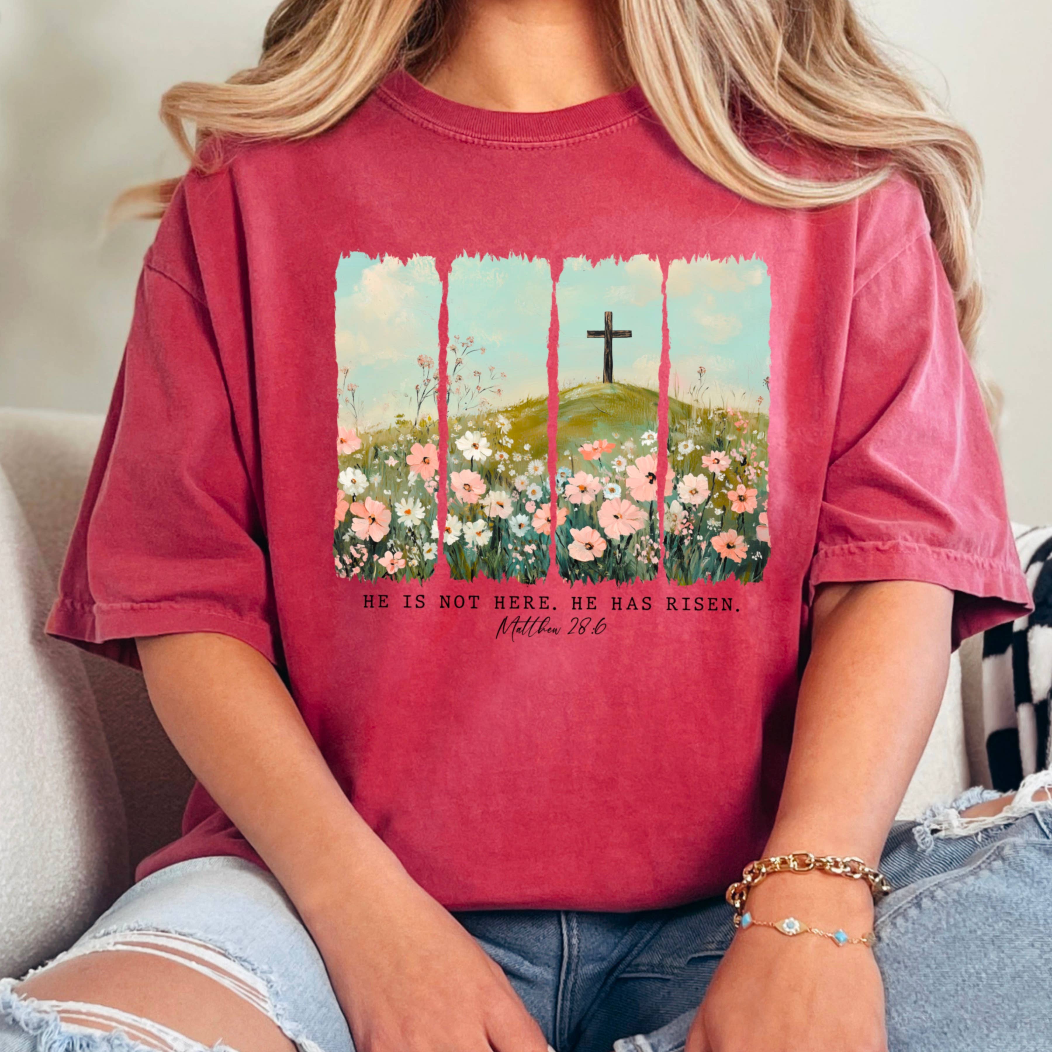 Shoppe SHC – wholesale T-shirt med logga - Dam – Han har uppstått | Påsktröja | Comfort Colors16