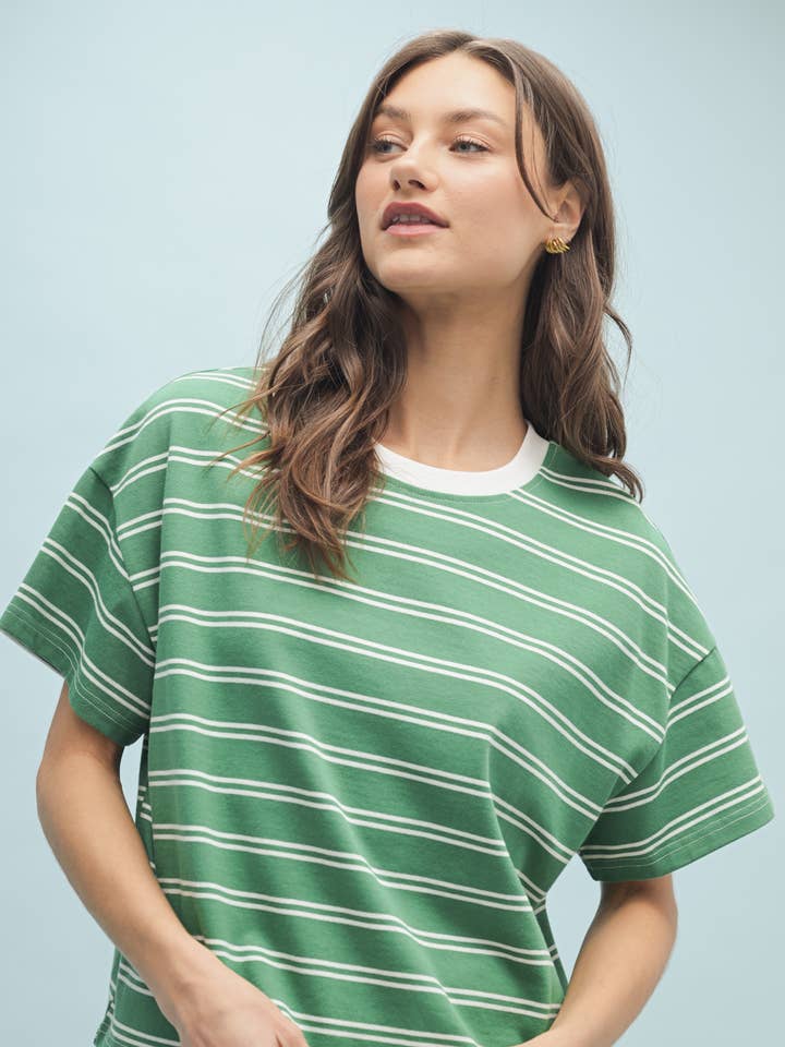 STRIPED BOXY KNIT TOP / WL25-10732 for wholesale by Wishlist Apparel