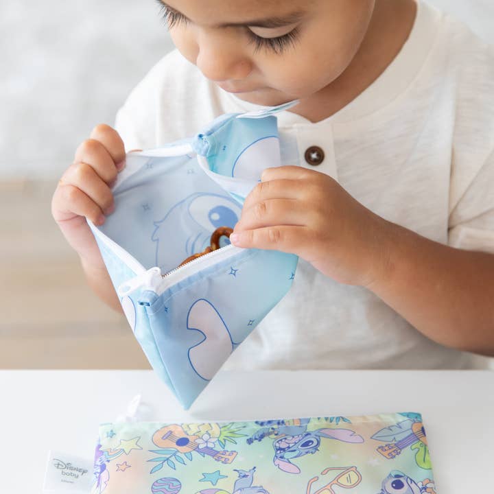 Bumkins - Wholesale Snack Pack - Kids & Baby - Reusable Snack Bag, Small 2 Pack: Stitch Star-ring Up Trouble3