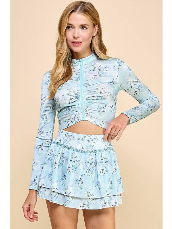 TCEC - Wholesale Jacket - Women's - CJ6601-Floral Printed Ruched Center Jacket