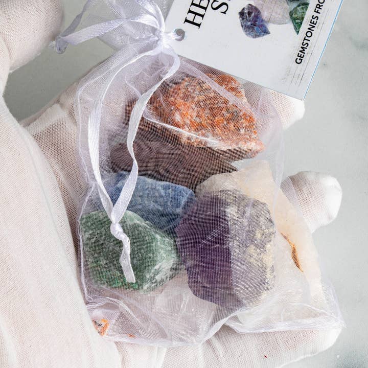 Rock Paradise - Wholesale Spiritual stone/crystal - Crystal Healing 7 Rough Chakra Stones Set Tied & Tagged3