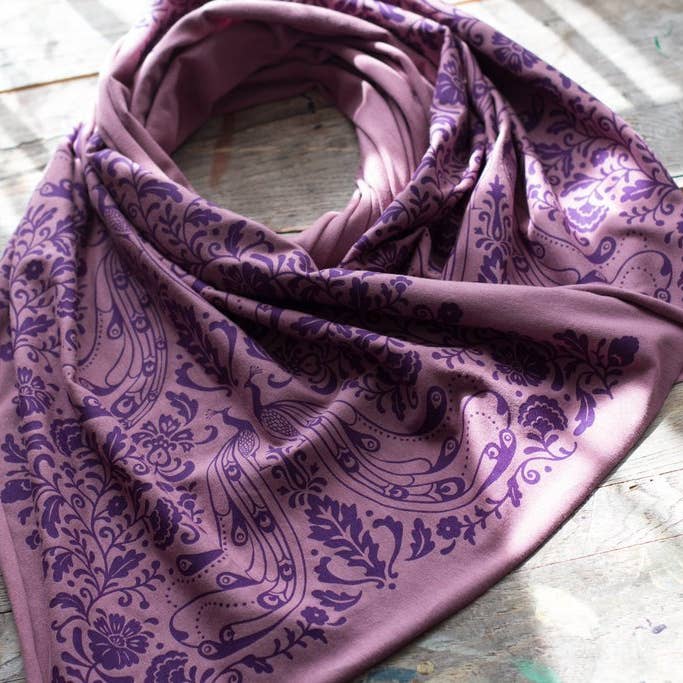 Morris & Essex - Wholesale Scarf - Women's - Purple Peacock Pattern Scarf