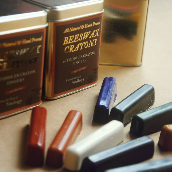 Smilogy Kids Ltd - Wholesale Crayons - Kids & Baby - Set of 10 Natural Toddler Beeswax Crayons in a Tin- Finger Crayons1