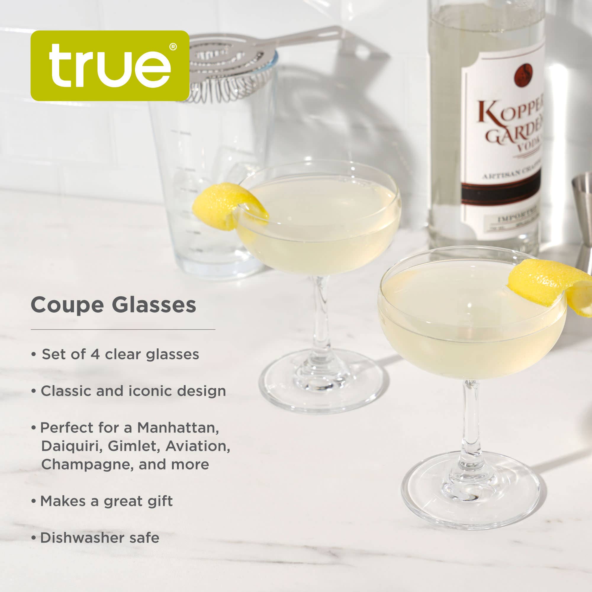 Clear Coupe 7 oz Cocktail Glasses Set of 4 for wholesale on Faire4
