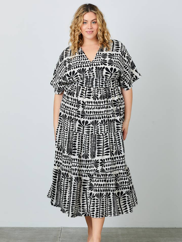 Baevely by Wellmade USA - Wholesale Dress - Women's - (PLUS SIZE) Plant Printed Maxi Dress