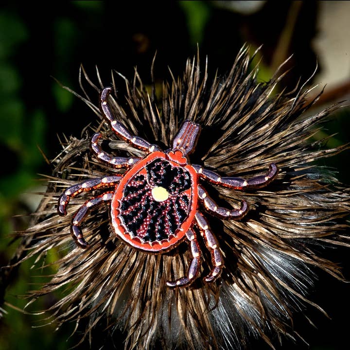 Lone Star Tick Enamel Pin for wholesale by The Roving House