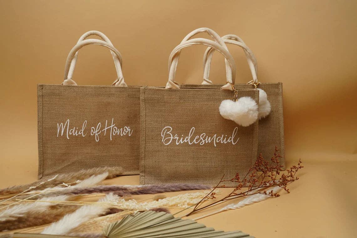 Taniri - Wholesale Gift Bag - Personalized Bridesmaid Bridal Burlap Tote Gift Bags With Name4