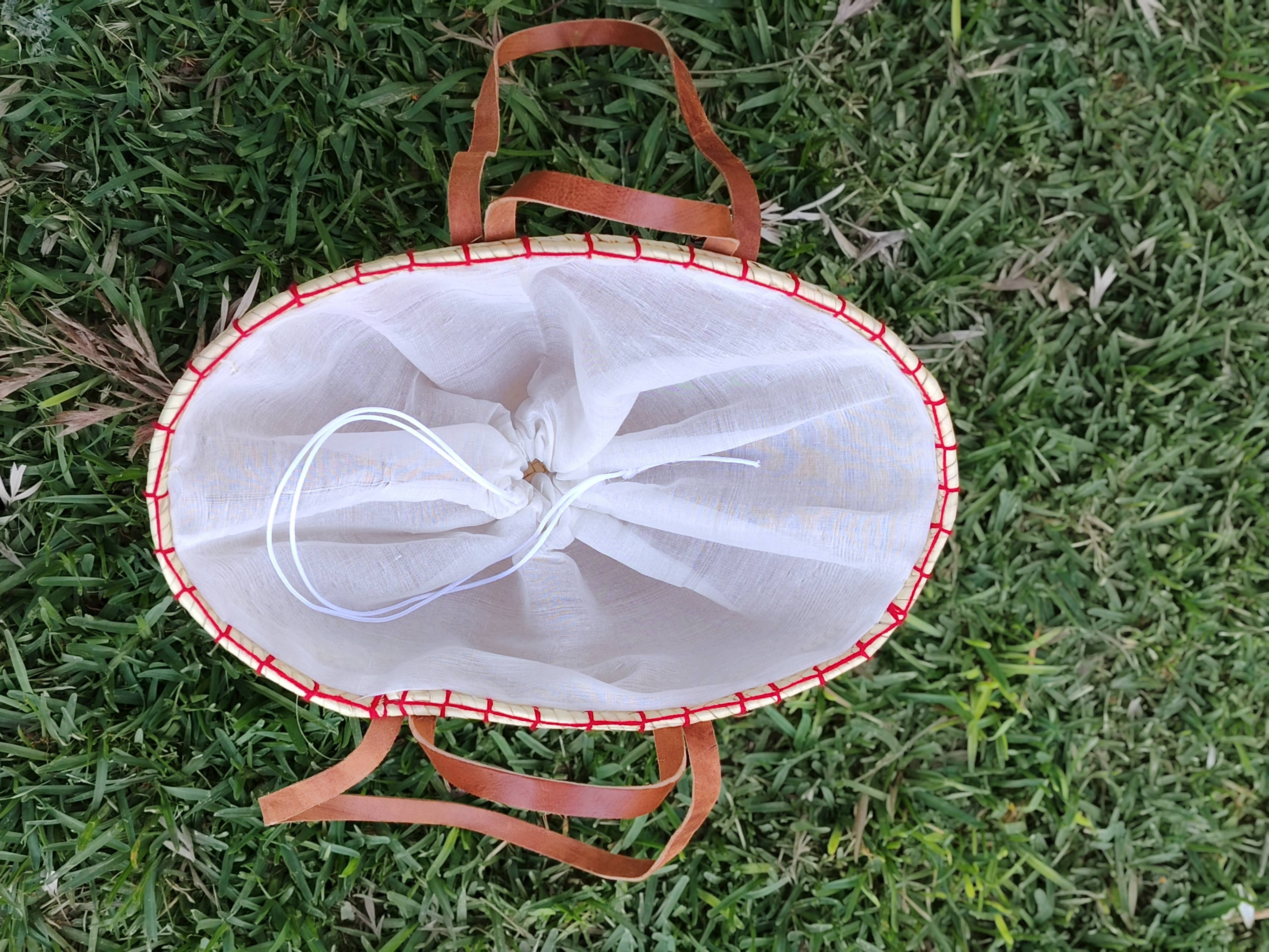 Twins Basket - Vente Sac de plage - Panier de marché en paille tressée à la main avec marguerites brodées4