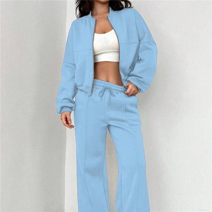 UZ Wholesale Store - Wholesale Lounge Set - Women's - Zip-Up Top And Long Pants Set For Active Wear