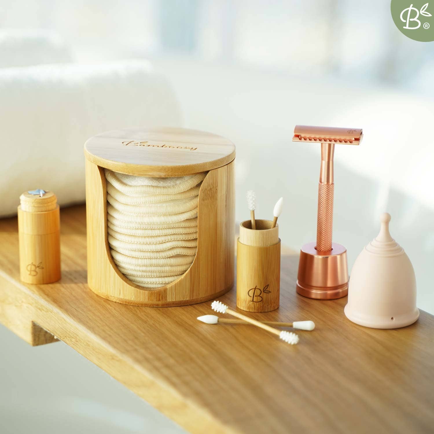 Bamboozy x Cosmeau - Wholesale Cotton Pad - 16x White Reusable Cotton Pads 4-Layers + Bamboo Holder12