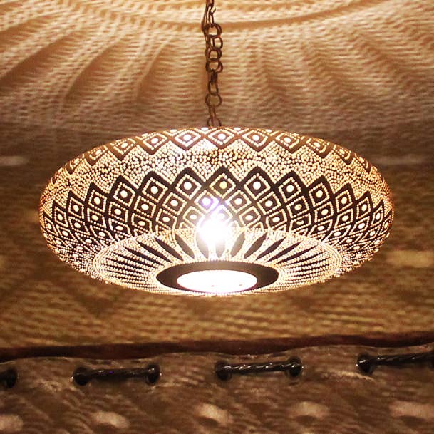 bazarifinagh - Wholesale Chandelier/Hanging Light - Handcrafted from brass, this Moroccan ceiling lamp adds char0