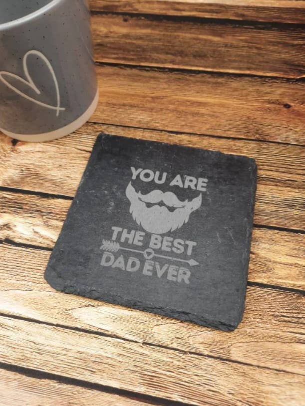 Meilleur papa de tous les temps/Fête des Pères - Sous-verre en ardoise gravé pour la vente par McHenrysPlace