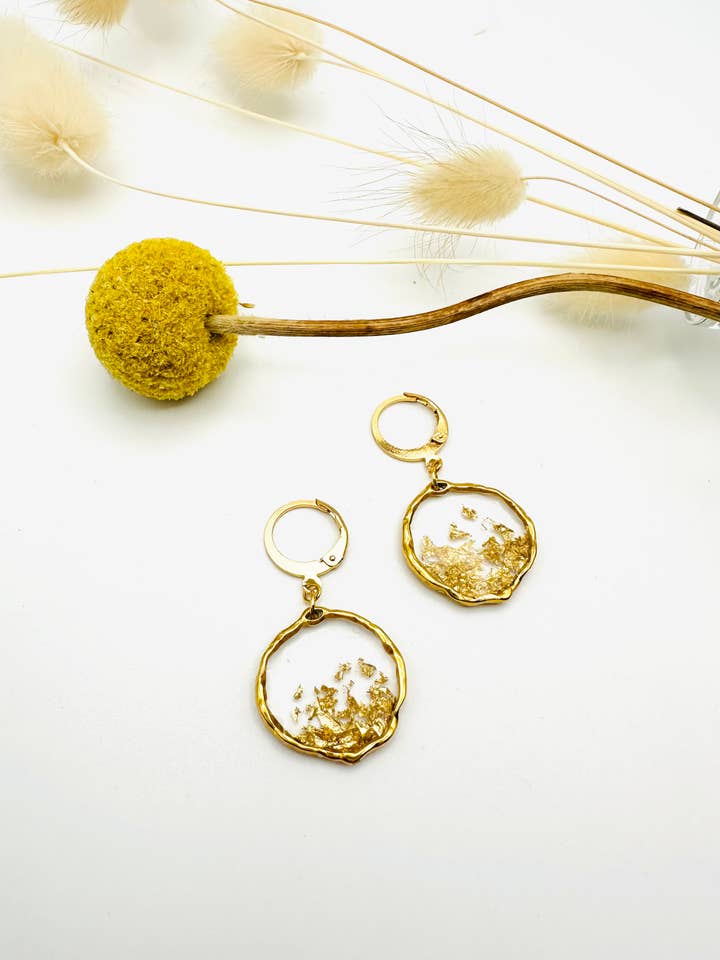 Cascade of Golden Croquettes Hammered Ring - Sleeper for wholesale by LOR CREATION