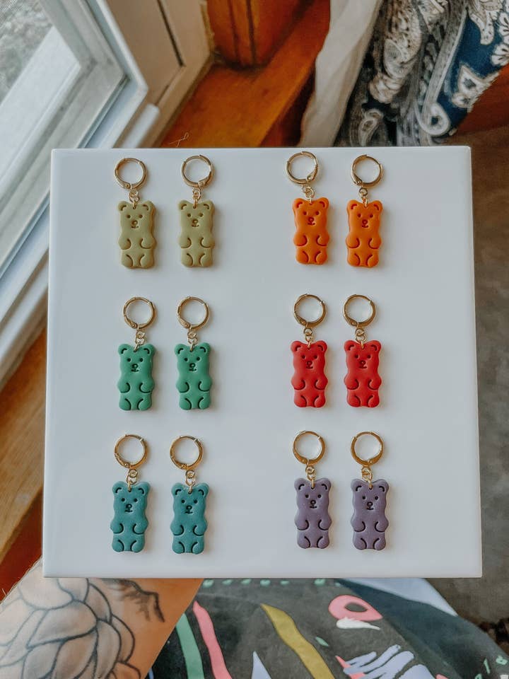 Gummy Bear CLAY EARRINGS | Lightweight | Durable for wholesale by River & Rose Co.