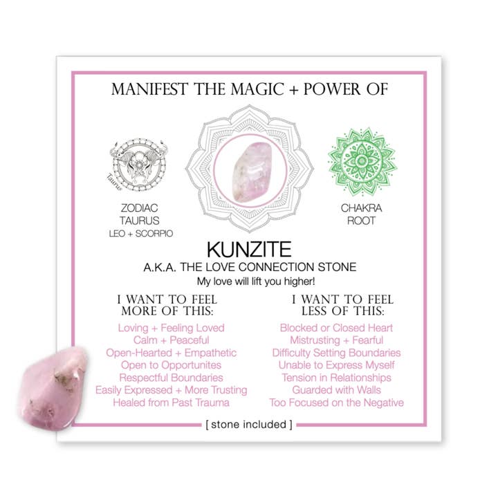 MANIFEST THE MAGIC + POWER OF YOUR CRYSTAL KUNZITE for wholesale by warm human
