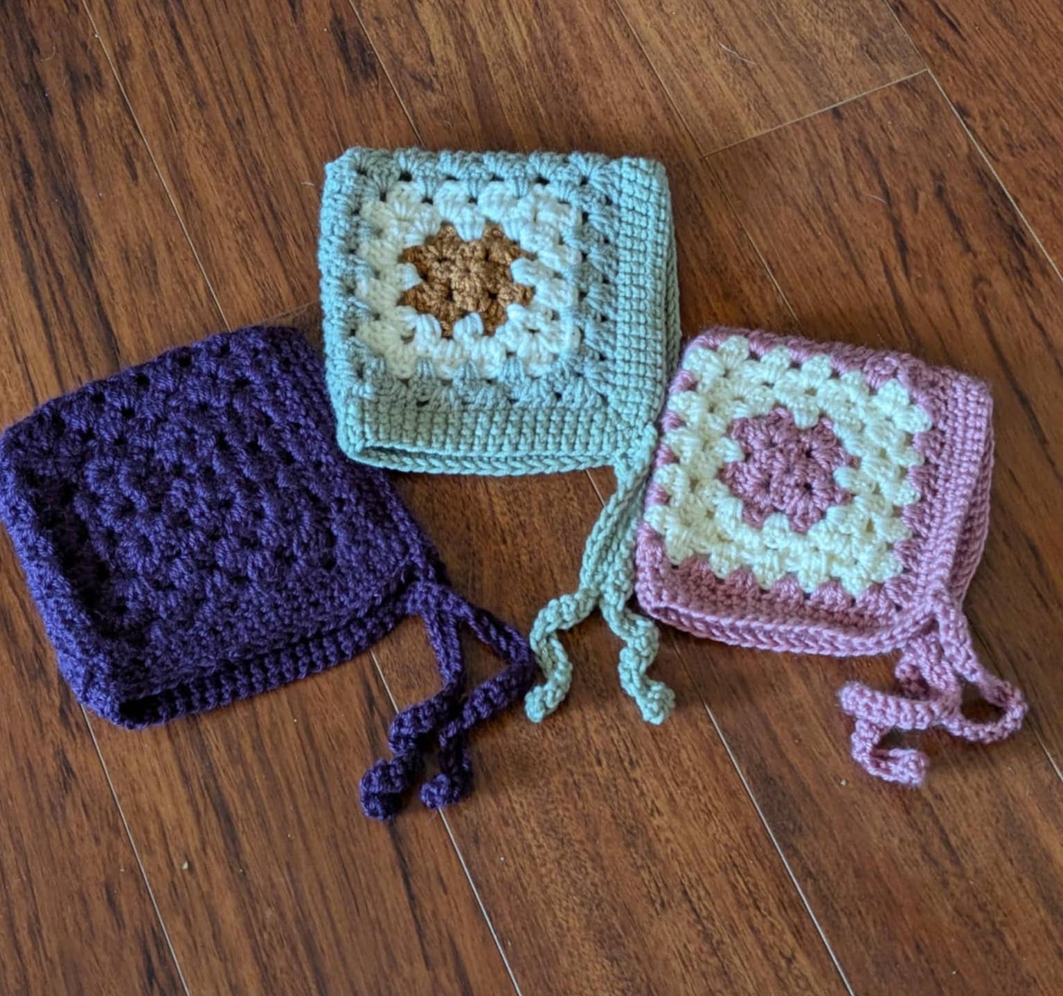 The Yarn Lilly - Wholesale Beanie - Kids - Handmade Crochet Granny Square Newborn Bonnet5