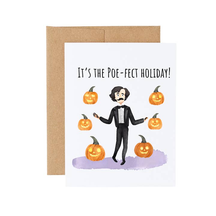 Cryptic Paper Co. - Wholesale Halloween Card - Edgar Allan Poe Halloween Bookstore Note Card for Teachers2