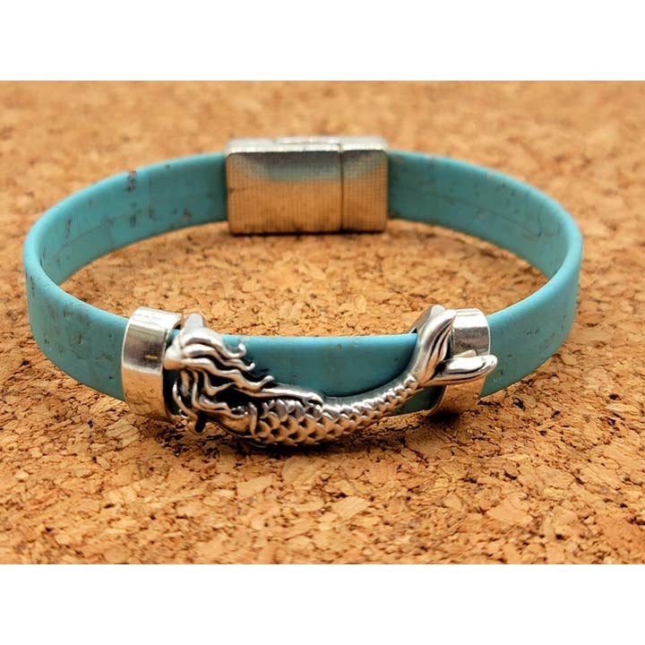 Mermaid Bracelet on turquoise cork for wholesale by MACS Boutique Cork Jewelry