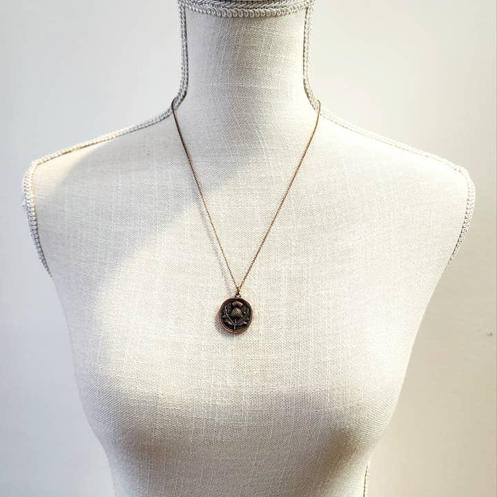 MergingMetals - Wholesale Pendant/Charm Necklace - Thistle Necklace - Antique Copper