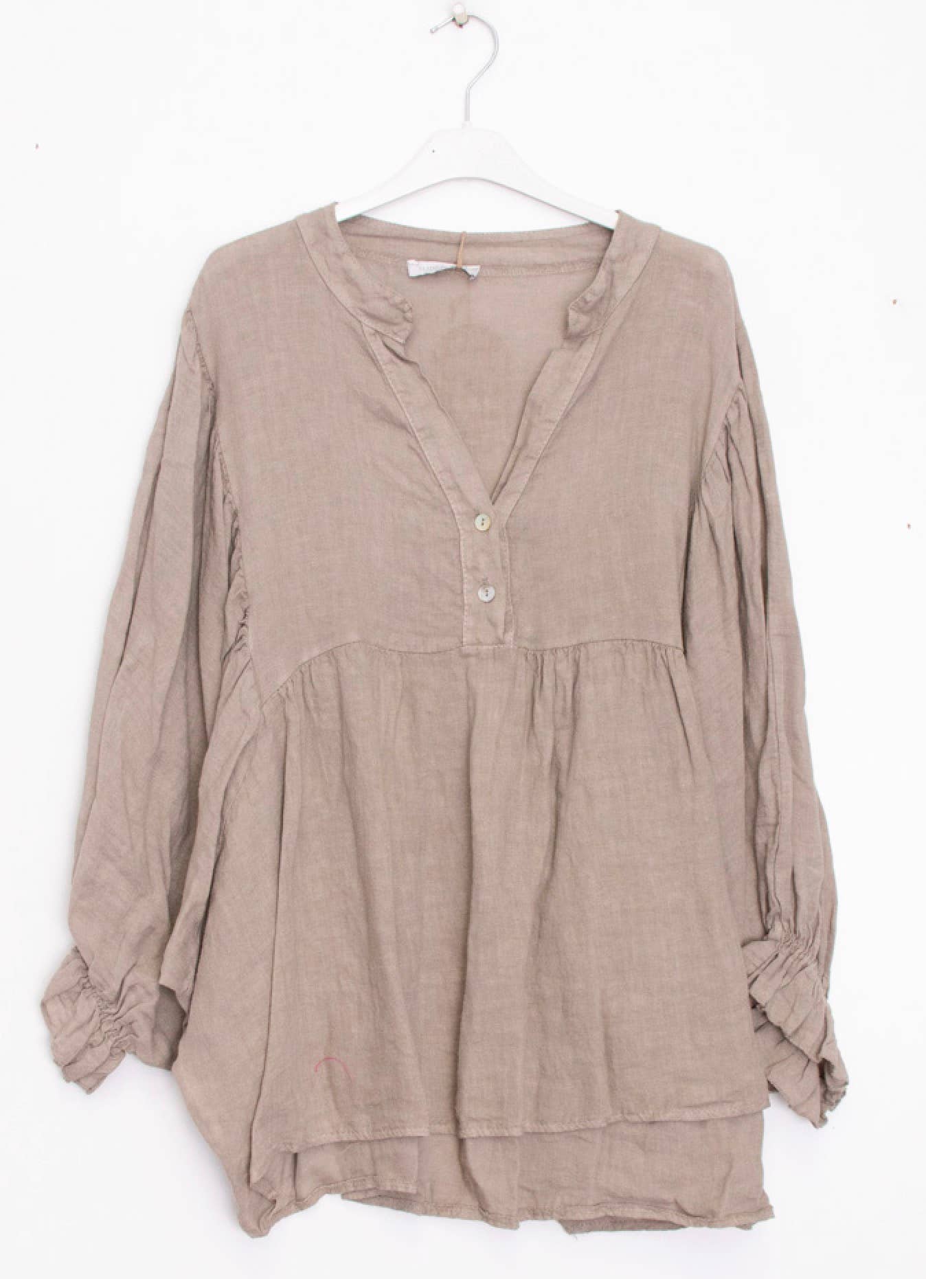 Happy look - Wholesale Blouse - Women's - Puff sleeve linen blouse 1