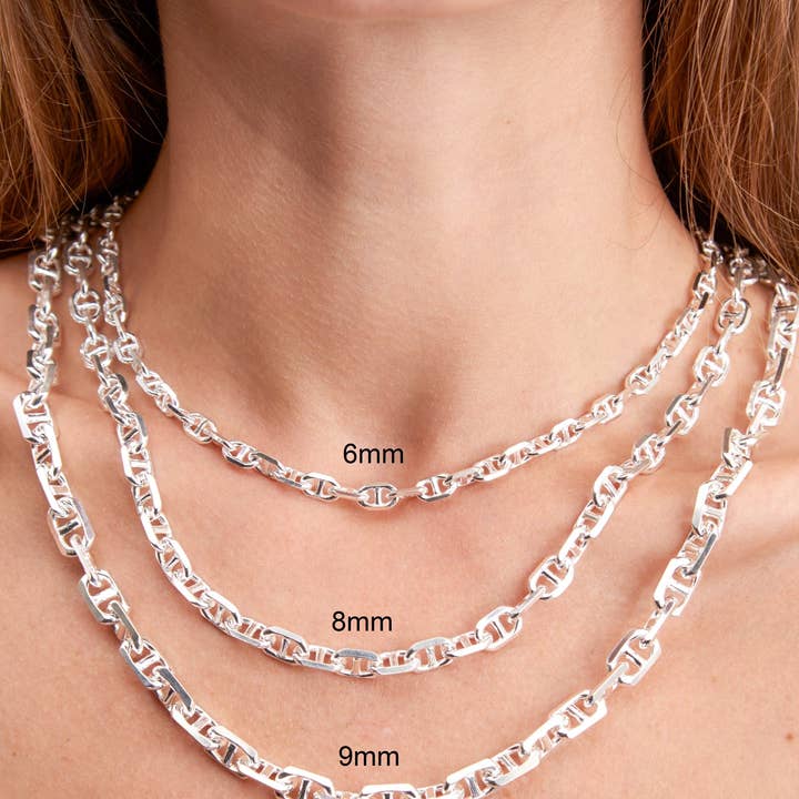 Olive & Chain - Wholesale Link & Chain Necklace - Silver Anchor Mariner Link Chain Necklace3