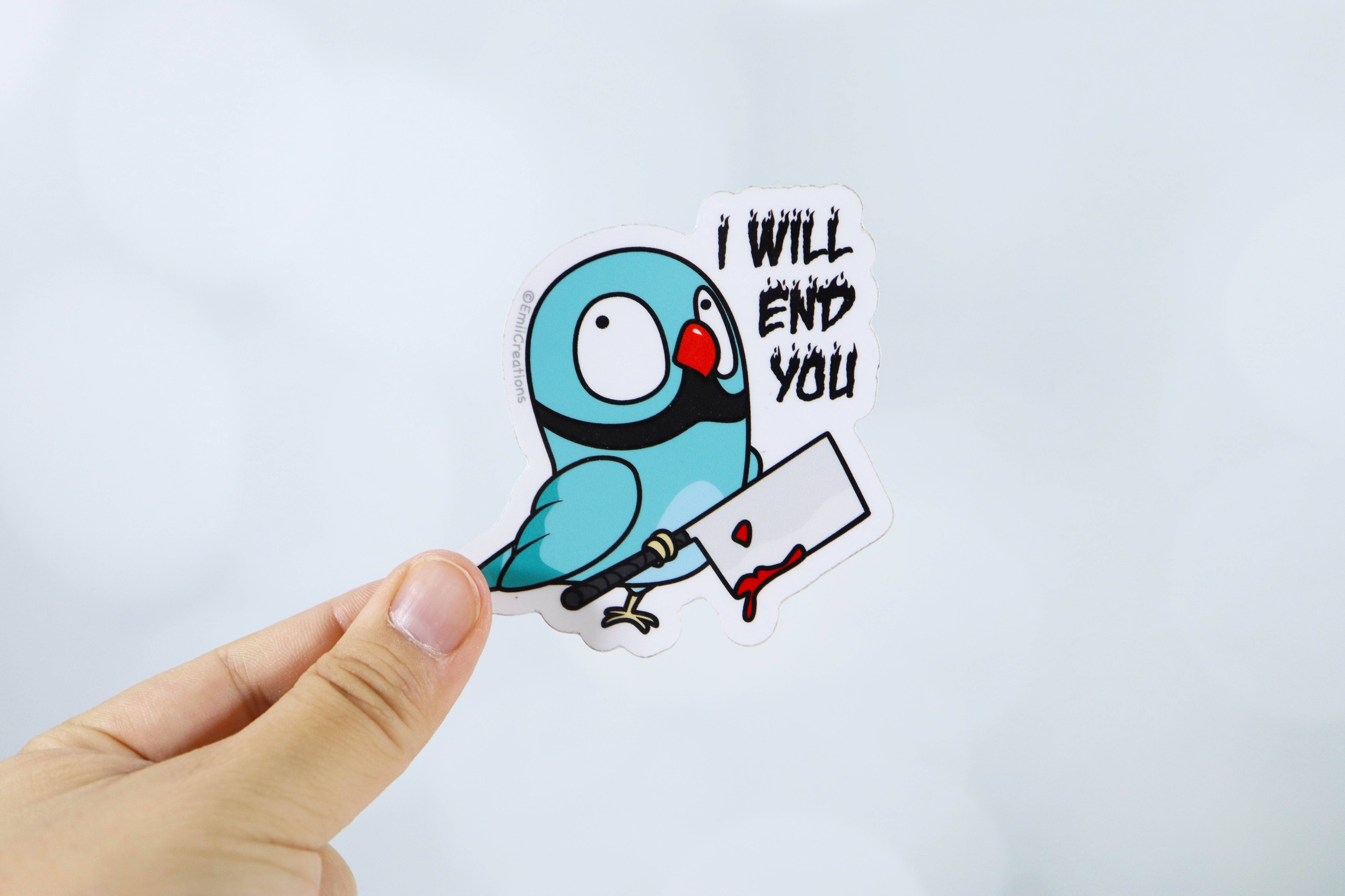 Emii Creations - Wholesale Sticker - End You Ringneck Parrot Bird Vinyl Sticker1