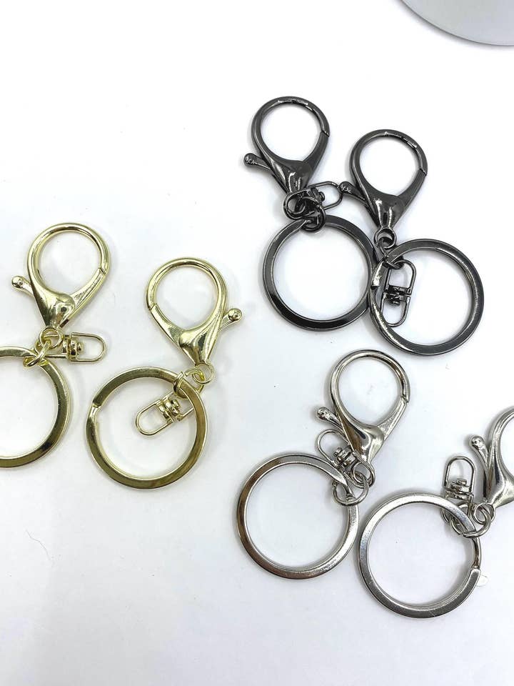 5 Keyrings, Metal Clasp, Lobster Claw Clasp, available in 3 colors for wholesale by ASAP Craft Supplies